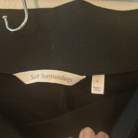 Soft Surroundings Black Perfect Ponte Flared Slit Wide Leg Pants Size Large - Picture 4 of 7